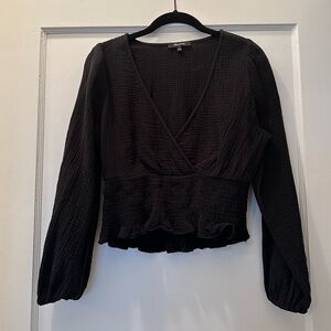 Madewell Lightspun Julianne smocked waist top, size: S, Black